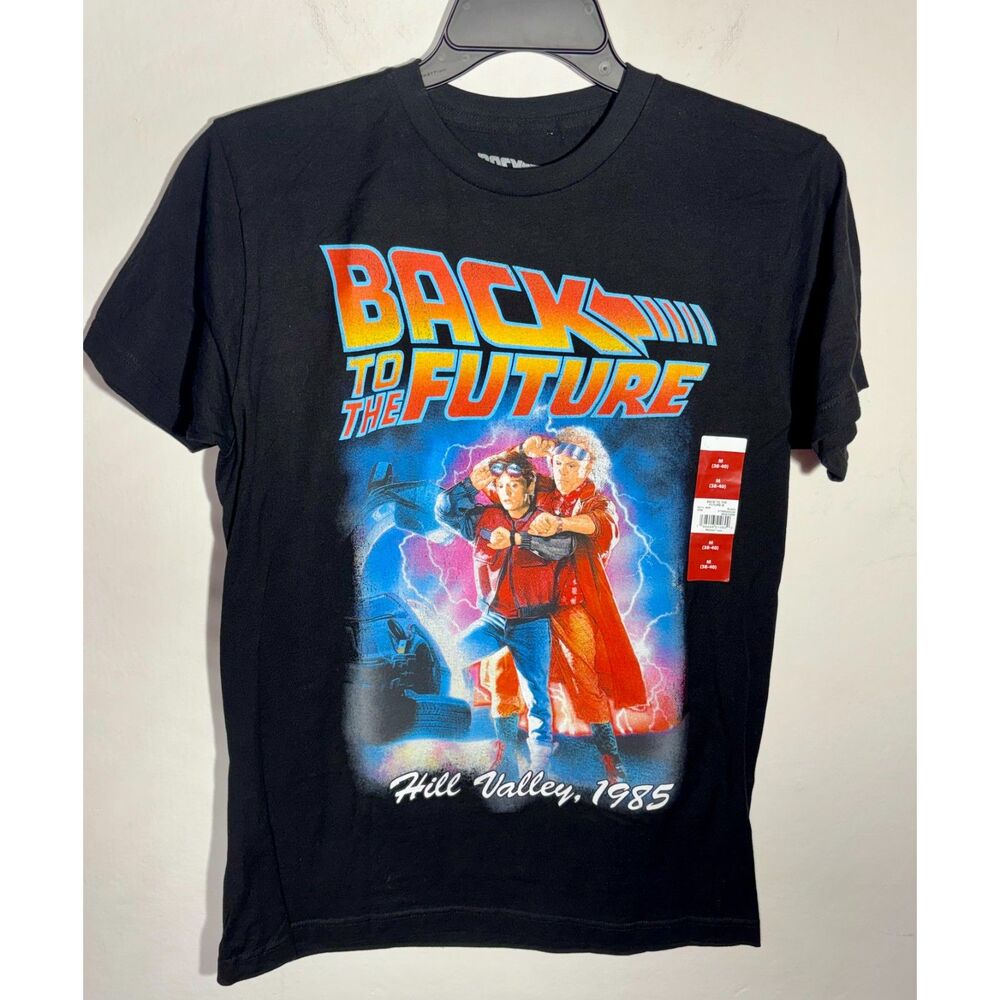 Back to the Future Hill Valley 1985 T-Shirt Men's Medium M Black NWT Marty Doc